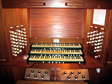Organ console at Holy Trinity Church, Stirling